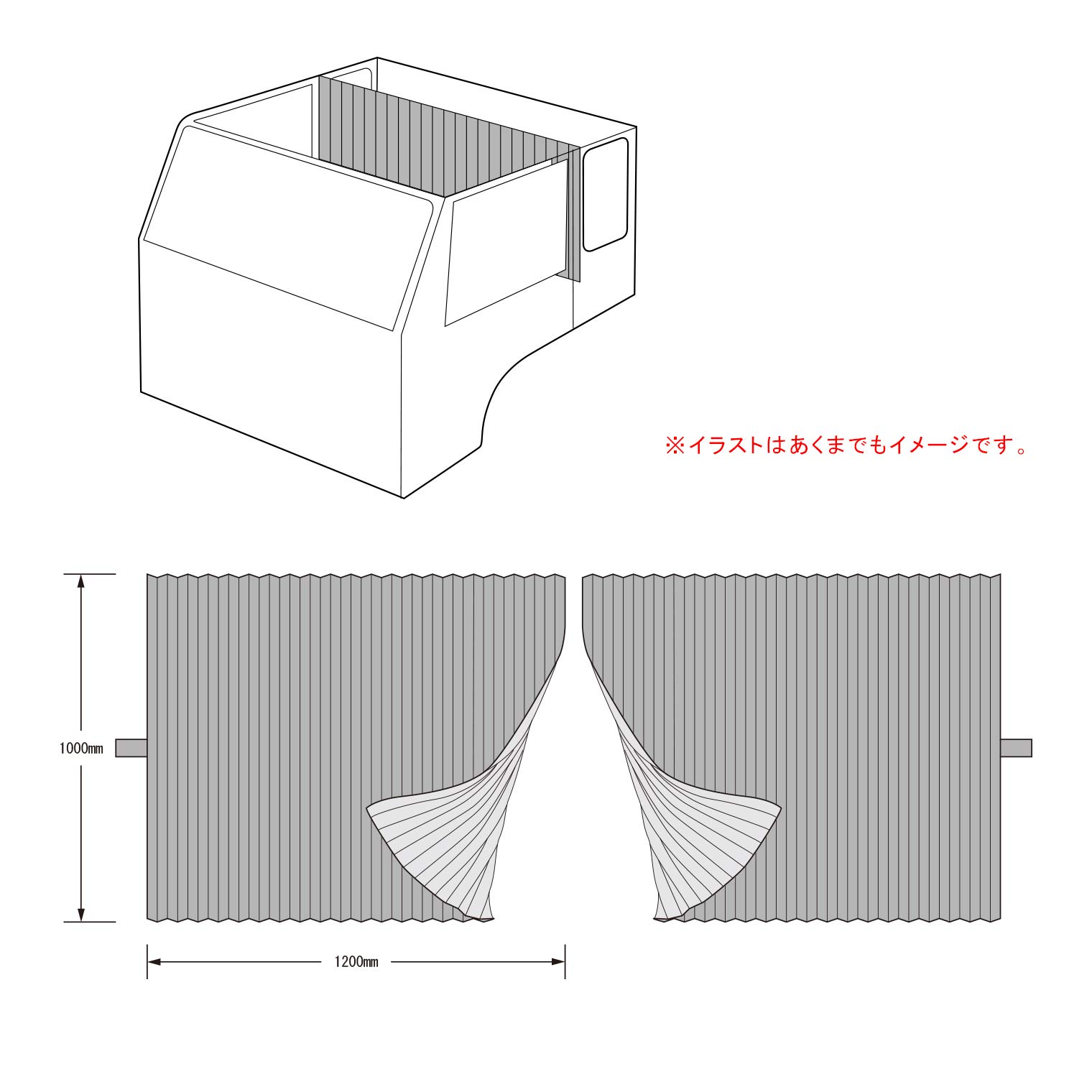 Amazon | ミヤビ 雅製 トラック用品 ルームカーテン(1200×1000