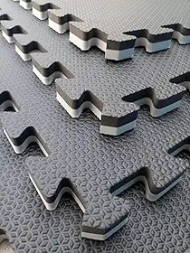 Kit com 4 Tatames Dupla Face Cinza com Preto 50x50x2cm