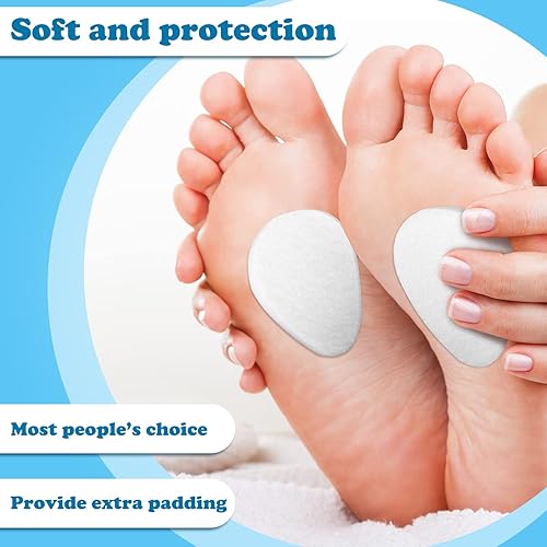 Miniatura 3 de Jiuguva Paquete de 60 almohadillas metatarsianas para pies de 0.25 pulgadas de grosor, almohadillas adhesivas de fieltro suave metatarsiano para