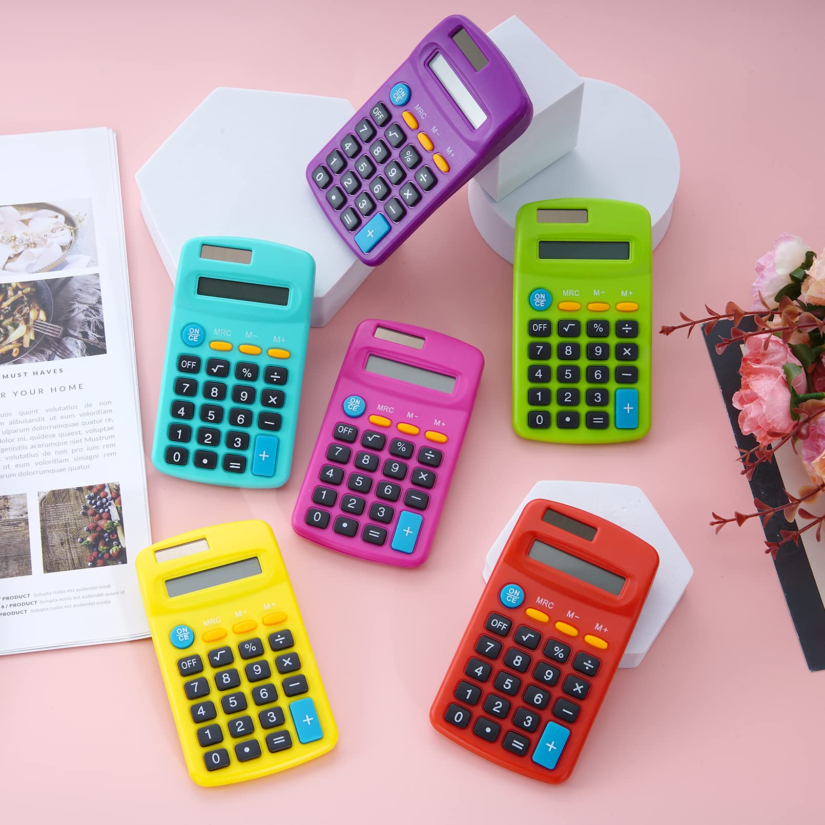 18-częściowy kalkulator kieszonkowy, mini kalkulator kieszonkowy z 8-cyfrowym wyświetlaczem podstawowym, kalkulator biurkowy z podwójną mocą dla studentów, dzieci, do domu, kalkulatory biurowe