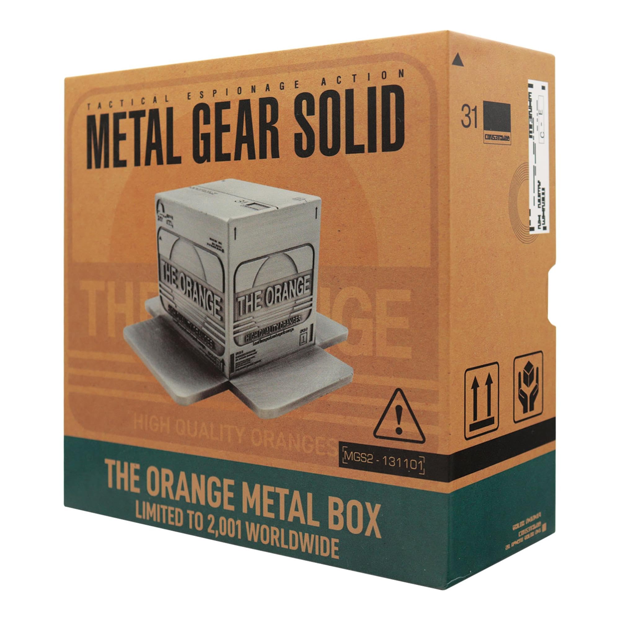 FaNaTtik Metal Gear Solid 2 - Caja de cartón réplica de edición limitada, accesorio de metal con licencia oficial, mercancía coleccionable para jugadores, hecha para fanáticos, pieza numerada