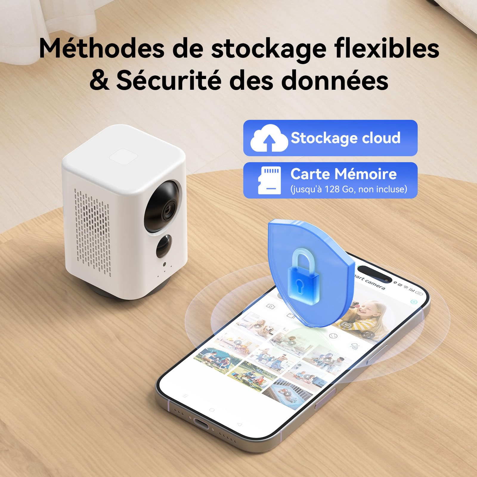 4G LTE Camera Interieur sans Fil avec Carte Sim, 7800mAh Batterie | 2K Caméra de Surveillance Sans WiFi, 360° PTZ, Détection de Mouvement PIR, Vision Nocturne Couleur, Audio 2 Voies