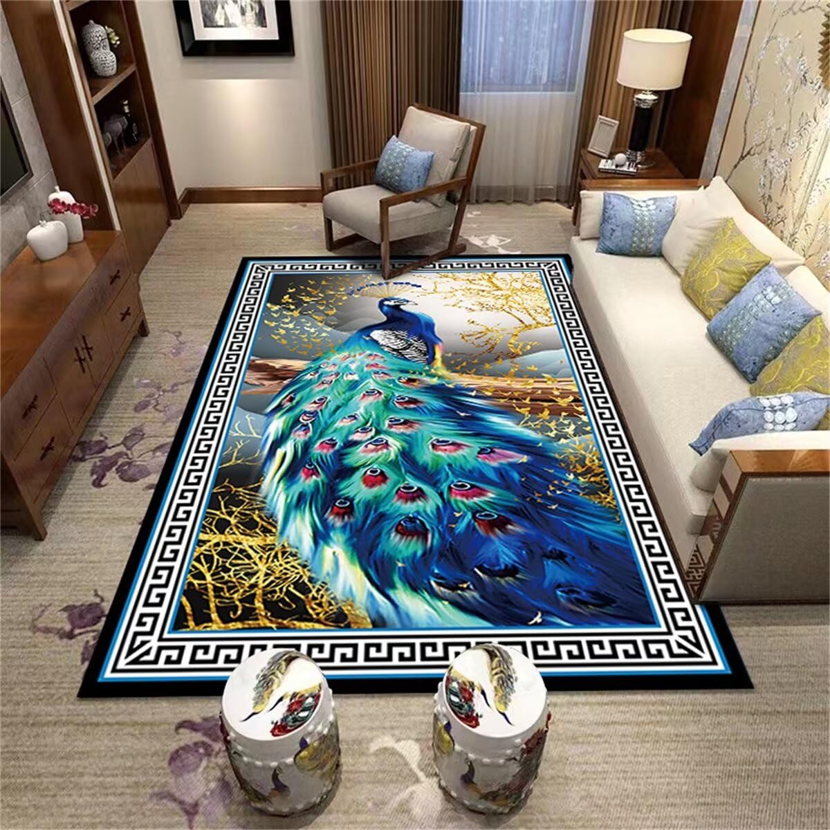 Tapis de salon classique antidérapant 80X120CM pour salle à manger et bureau
