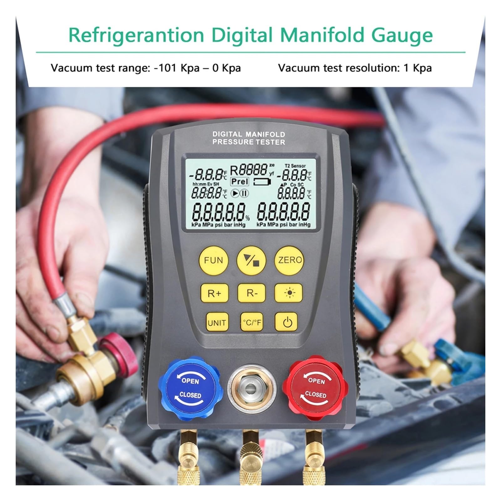 Druckmessgerät Kältetechnik Digital Vakuum Druck Verteiler Tester Verteiler Meter HVAC Temperatur Tester Für Heimwerker