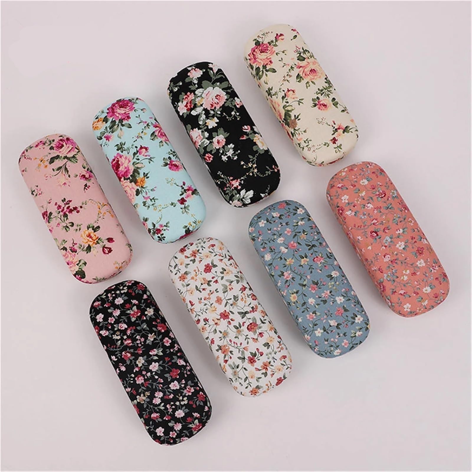 Retro Floral Glasses Case Flower Printed Cloth Reading Box Hard Eyewear Protector Pour Femmes et Hommes