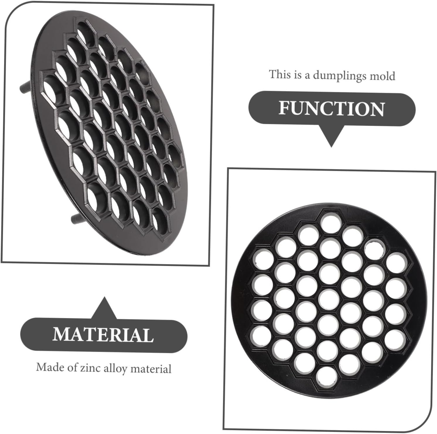 Healifty 37Holes Jiaozi Maker Zinc Alloy Dumpling Mold for Efficient Home Cooking Black Kitchen Accessory for Making Dumplings Simultaneously and Space Saving Design