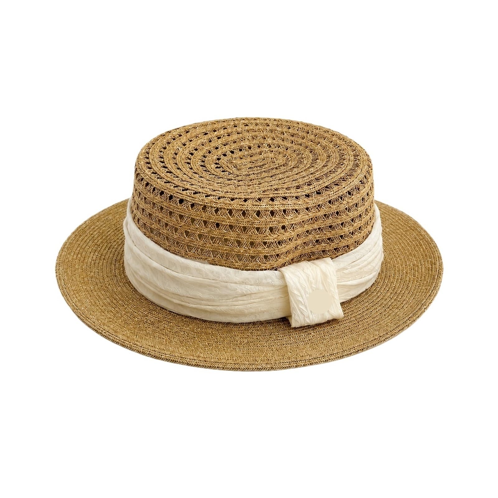Générique Chapeau de soleil en paille tissé for femmes, casquette à visière plage dessus plat