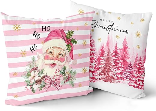 Giwawa Pink Christmas Throw Pillow Covers