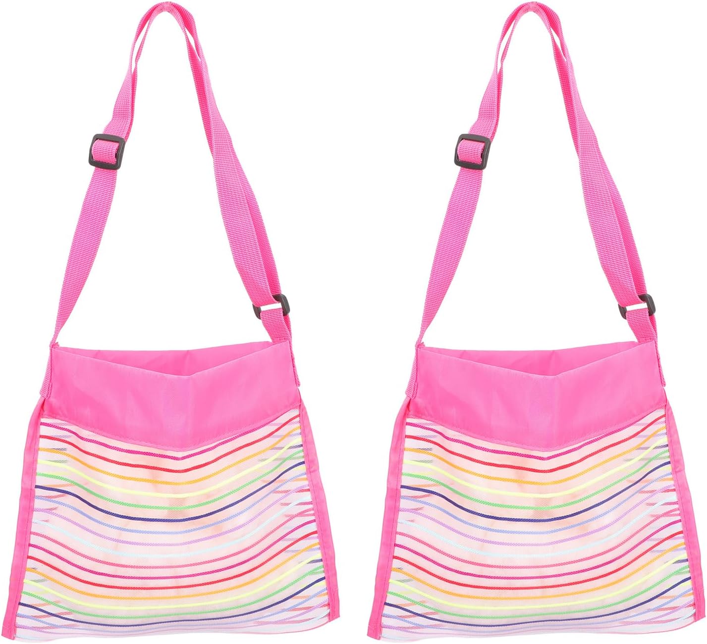 2PCS Mesh Beach Bag Seashell Bags: Shell Collecting Bag Girls Beach Bags with Adjustable Carrying Straps for Storage Shell Collecting Fruit Vegetable Snacks or Toys