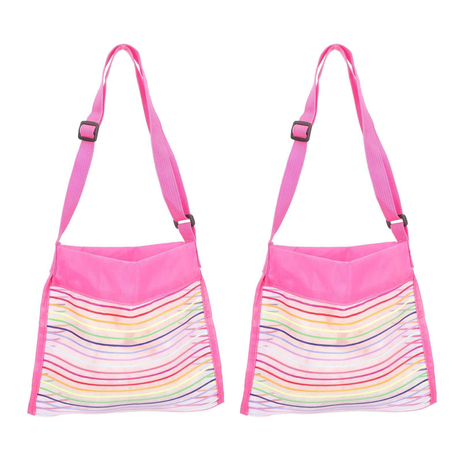 2PCS Mesh Beach Bag Seashell Bags: Shell Collecting Bag Girls Beach Bags with Adjustable Carrying Straps for Storage Shell Collecting Fruit Vegetable Snacks or Toys