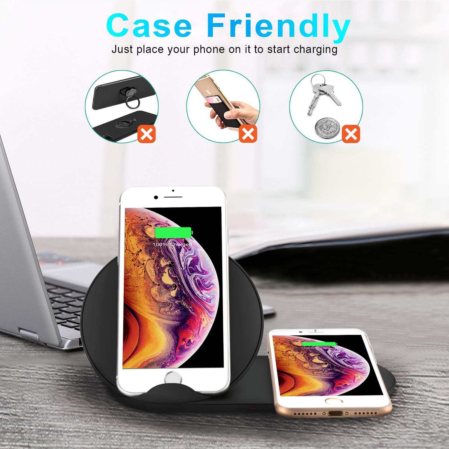 Rеvіеw Prоduсt Fast Wireless Charger Stand, ZOEFAYE 2 in 1 Wireless Charger, Wireless Charging Station for iPhone 12/12 Mini/12 Pro Max/SE 2020/11 Pro Max,Samsung Galaxy S21/S20/Note 10/S10 (QC3.0 Adapter Included)