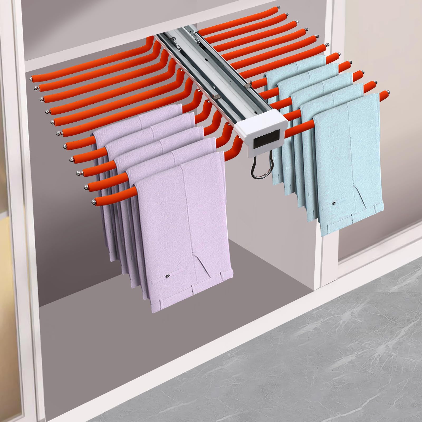 Organizador de armario expandible con perchero resistente, capacidad de 15 kg, 22 barras para colgar, perfecto para camisas, vestidos y soluciones de almacenamiento que ahorran espacio.