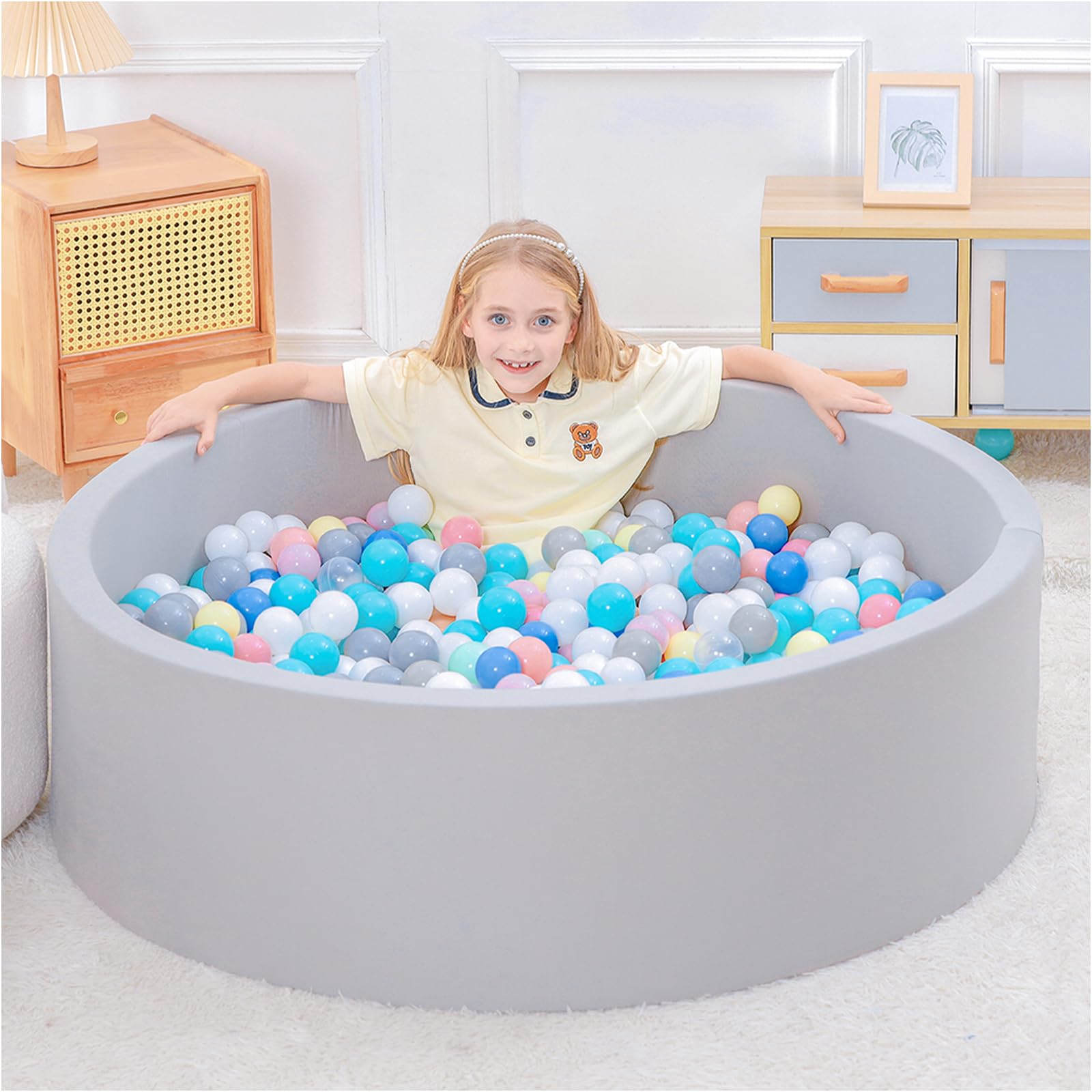 Foam Ball Pit for Toddlers, 47.2 x 13.8 in Ball Pits for Toddlers Easy to Clean or Install, Memory Foam Baby Ball Pit of Ideal Gift for Children, Detachable Design, Hidden Zipper, No Ball