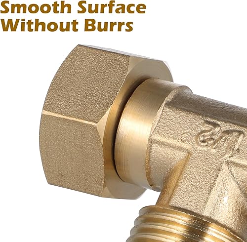 Miniatura 9 de VILLCASE Válvula Add-A-Tee de parada de ángulo de latón, 2 piezas de accesorios de compresión en T Adaptador de válvula de 3 vías para conector Codo