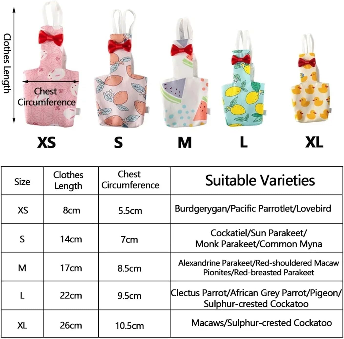 Bird Diaper, Adorable Bird Outfit Parrot Diaper Washable Birds Flight Suit Cute Colorful Fruit Multi-Size Clothing for Universal(Green Lemon,Small)