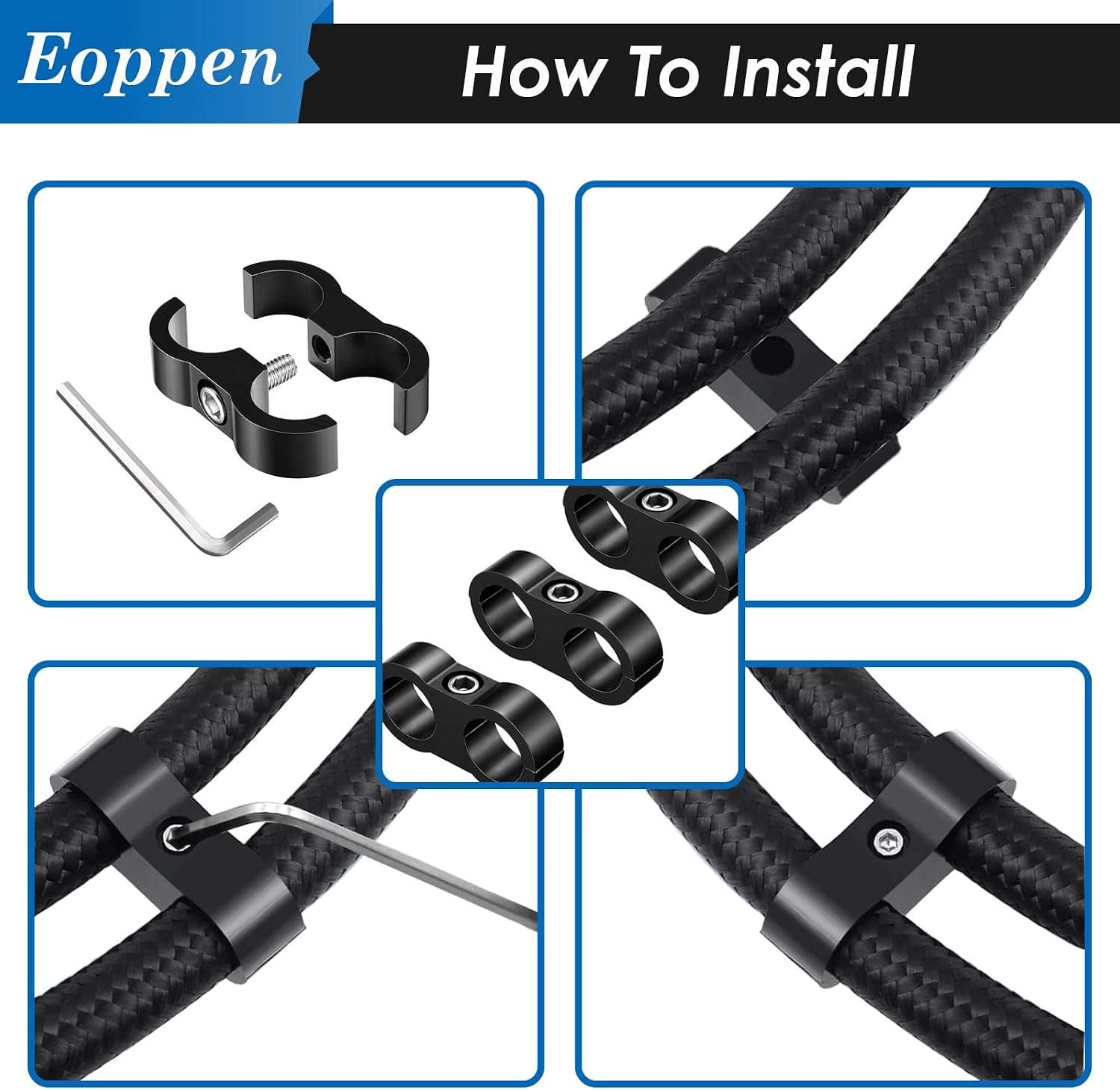 4Pcs 10AN Hose Separator Clamp - Fuel Line Clamp Aluminum Hose Fitting Adapter for 5/8 Fuel Hose