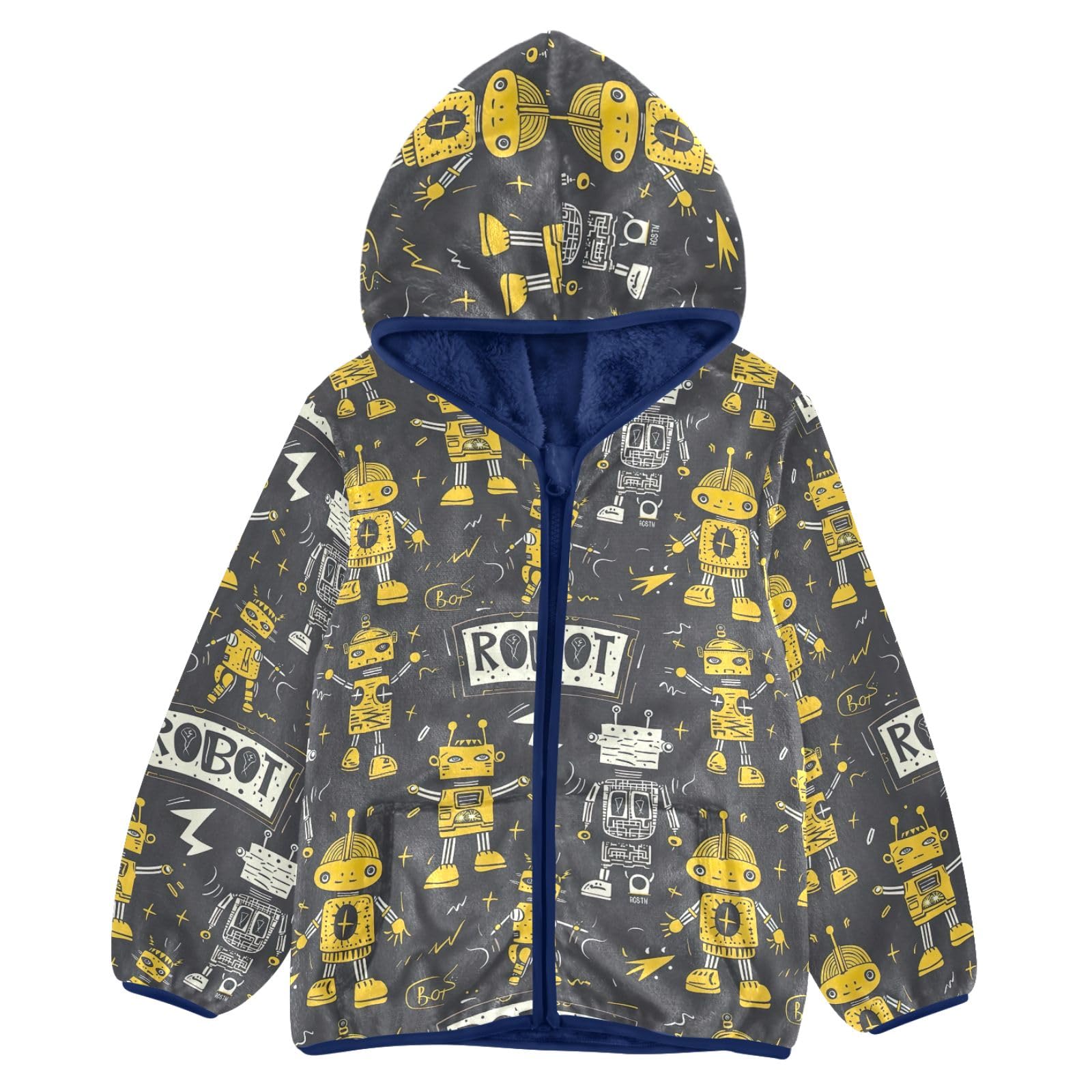 CHIFIGNO Cute Cartoon Toddler Coat Thickened Warm Soft Comfy Sweatshirt Jacket with Arctic Fleece Lining 6Y