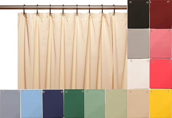 Elegant Home Heavy Duty Vinyl Shower Curtain Liner with 12 Metal Grommets Sand