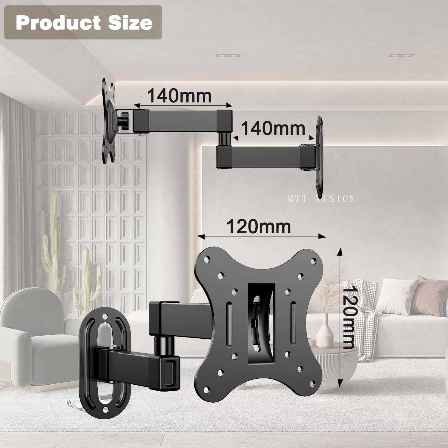Support TV Mural 14 à 27 Pouces Ecran PC,Orientable et Inclinable,VESA 75x75mm / 100x100mm jusqu'à 10 kg,Universel 17 19 21 24 Pouces Support Mural TV,Support de Moniteur