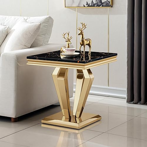 Miniatura 15 de SSLine Mesa de Centro Rectangular de Mármol Sintético para Sala de Estar, Mesa Central Moderna de Mármol Blanco de Lujo con Base de Diamante Mesa de