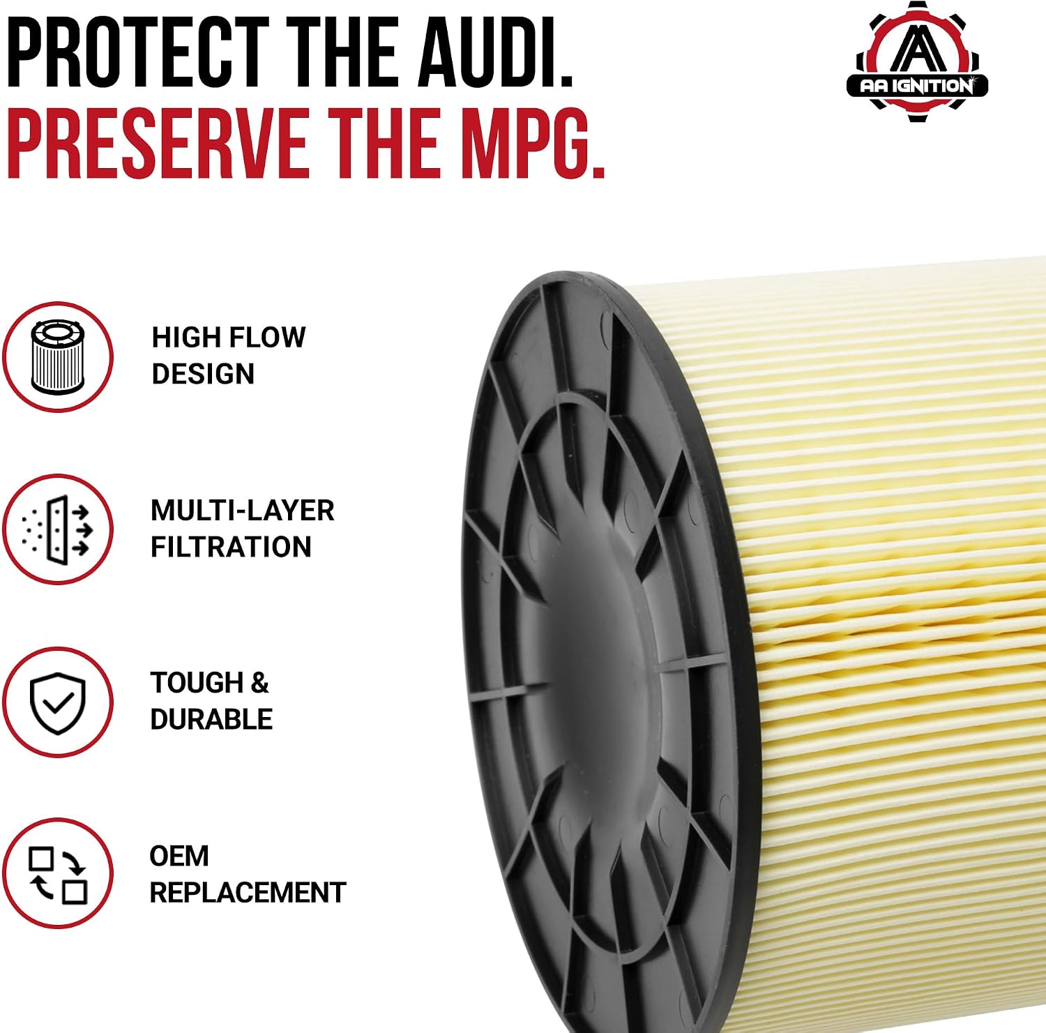 Engine Air Filter - Compatible with Audi - A4, A4 Quattro, A4 allroad, A5 Quattro, A5 Sportback, Q5 - Air Filter For My Car - Engine Air Filter Replacement - Replaces 8W0133843C, PA99468, C17013 image 2
