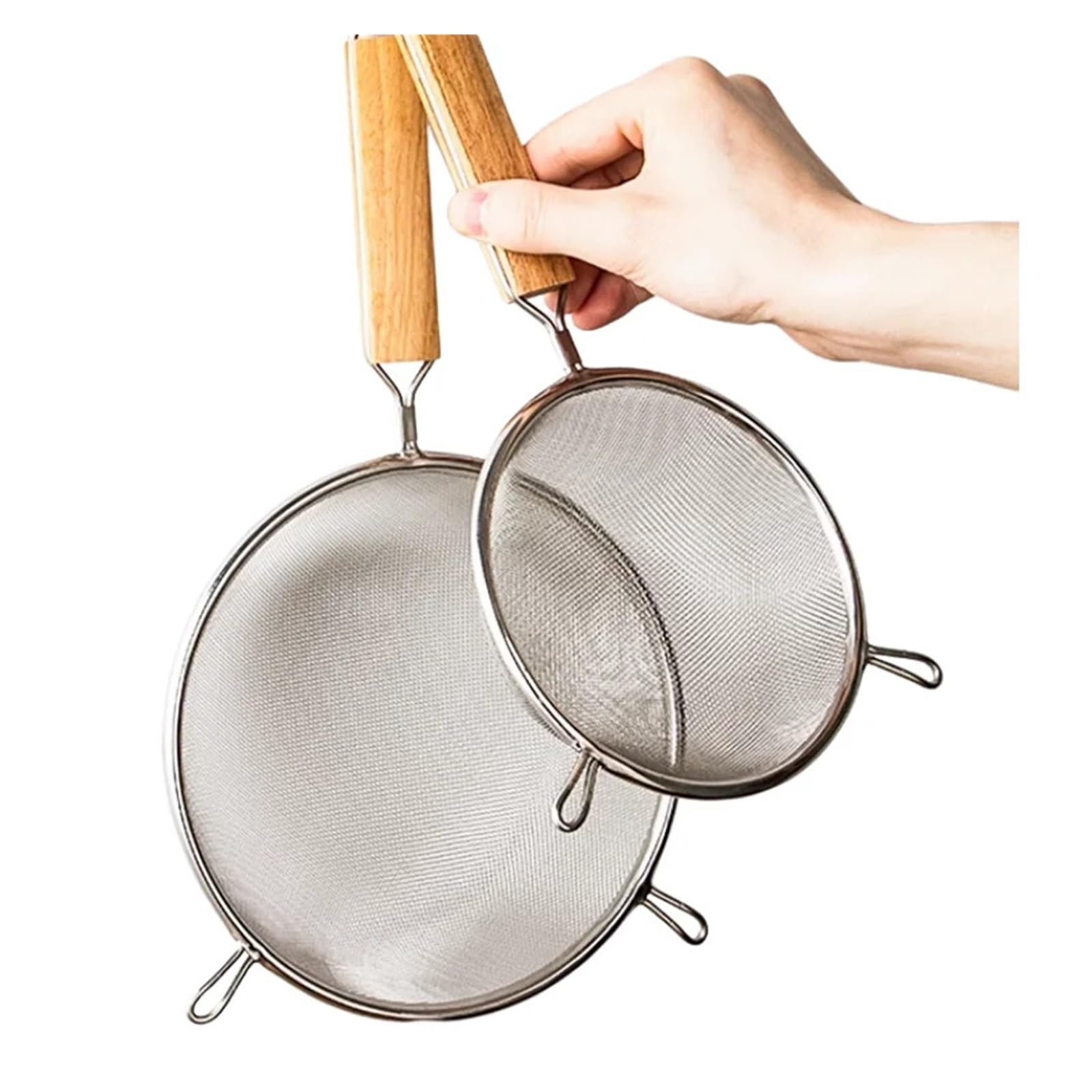 colador acero inoxidable Colador de harina acero inoxidable for repostería, 1/3 piezas, filtro for jugo, cuchara for aceite, colador malla binaural mano(Type9)