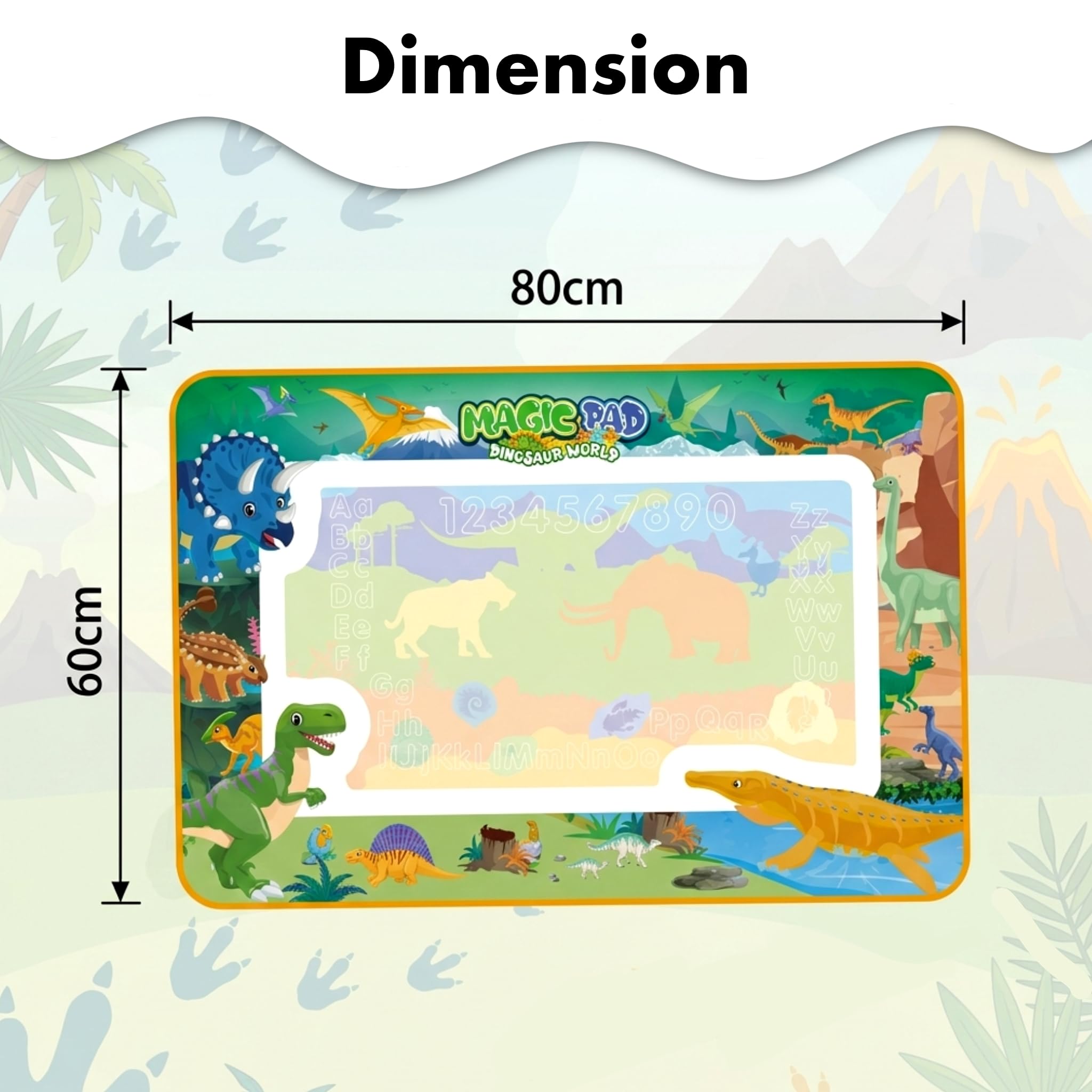 SNAPTRON 80 X 60cm Reusable Magic Water Dinosaur Drawing Mat| Big Doodle Mat for Kids| Drawing Mat, Water Doodle for Kids with 3 Magic Pen, Doodle Books & 6 Stencils| Gifts for Girls Boys Age 2 to 7 — Amazon image 3