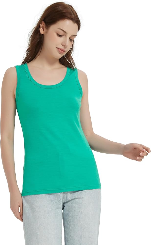 Manote 100% Merino Wool Tank Top for Women, Scoop Neck, Active