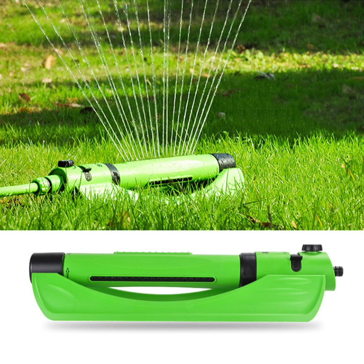 CRAFTHROU Grüner Rasensprenger aus Abs mit Mehreren Sprühmodi und Weiter Bewässerungsreichweite Drehbarer Gartensprinkler für Pflanzen und Blumen im Garten
