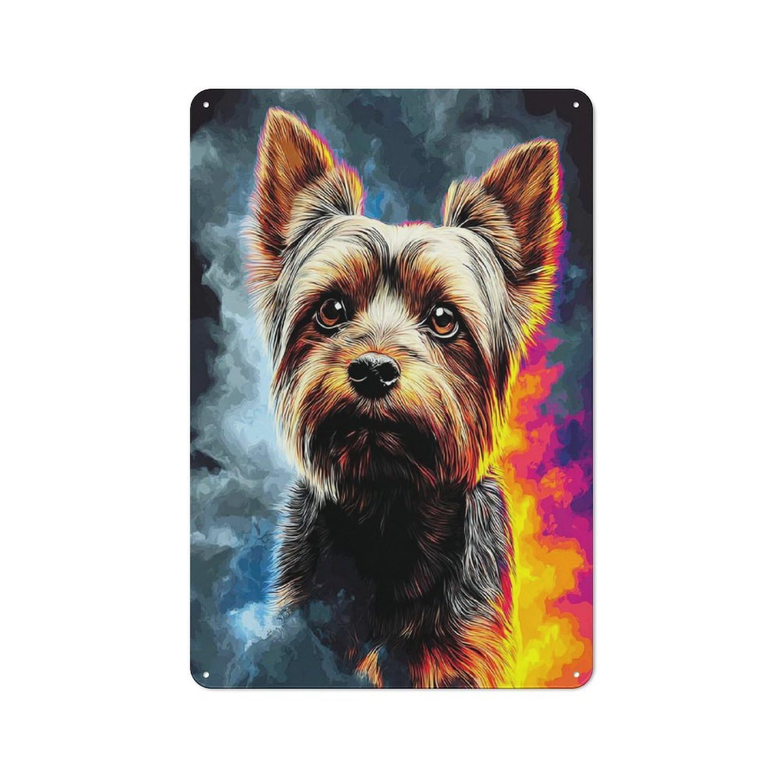 Junmoney Vibrant Yorkie Portrait Art Print 30X20cm Retro-Style Tin Sign With For Garage Or Workshop, For Vintage Wall Decor Fans, For Metal Sign Collectors