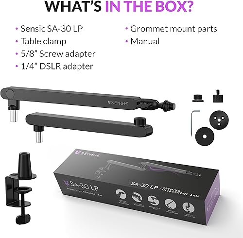 Miniatura 9 de SA-30 LP Brazo de micrófono de perfil bajo, soporte de micrófono giratorio de 360, brazo de micrófono de perfil bajo para transmisión con gestión de