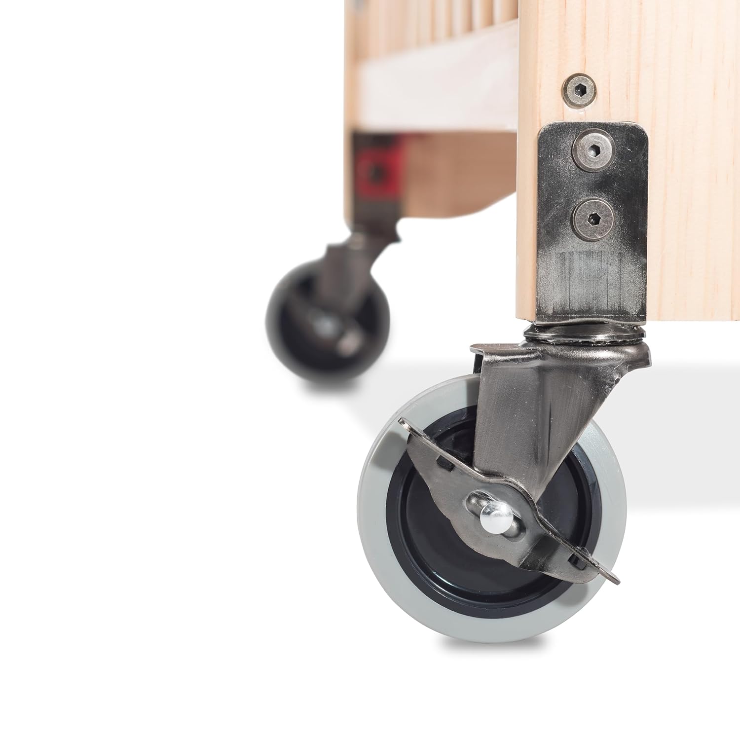 Foundations Next Generation Evacuation Hardware Kit, for Serenity Cribs Conversion into Evacuation Crib, Metal 3-Point Gusset Plate Design, 4 Red Gusset Plates & 4" Non-Marking Casters