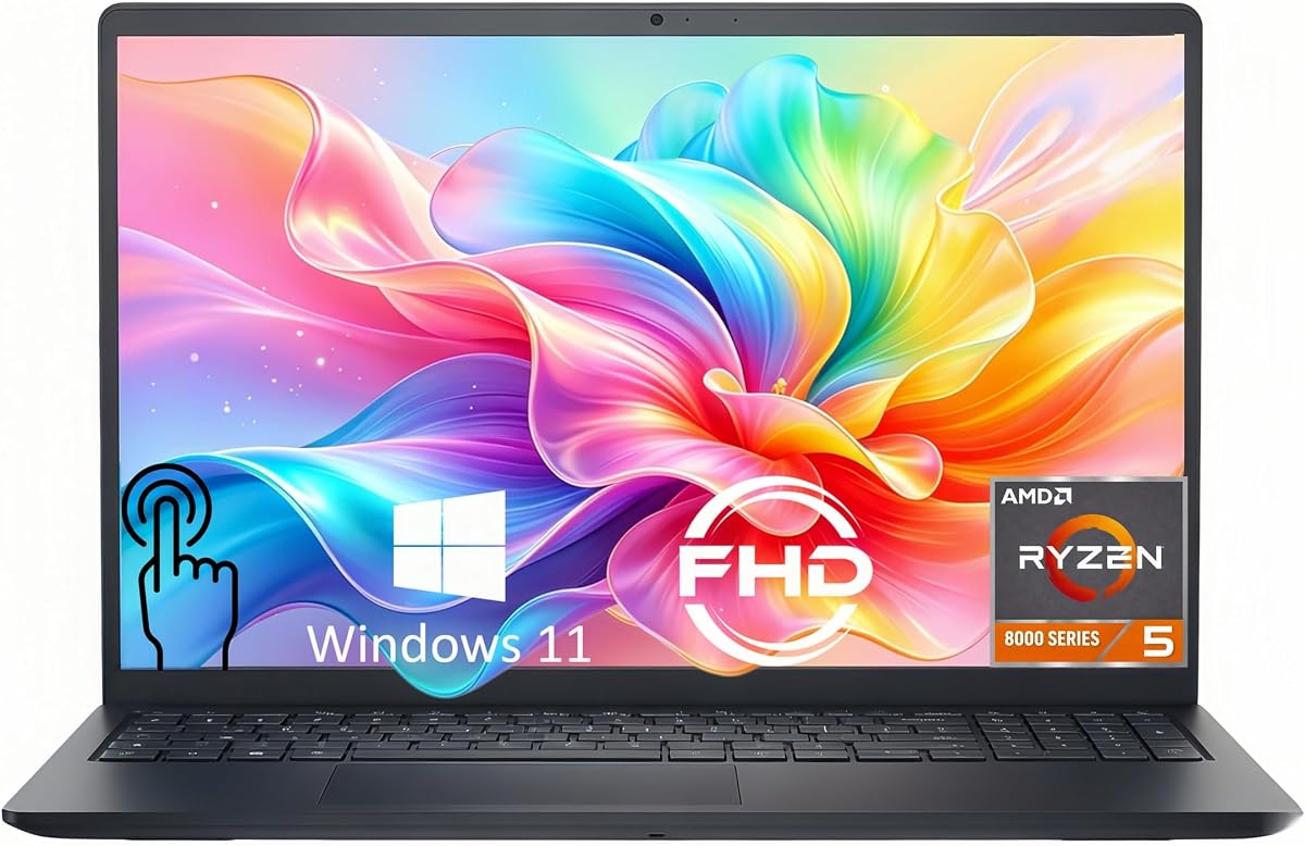 Laptop Dell Inspiron 15 con pantalla táctil FHD de 15,6", procesador AMD Ryzen 5 7530U (6 núcleos, hasta 4,5 GHz), 16 GB de RAM, 512 GB SSD, gráficos AMD Radeon, ligero y portátil para el hogar, estudiantes y negocios, Win11