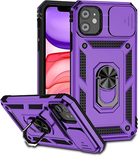 Hitaoyou Funda para iPhone 11 con funda para cámara y soporte, grado militar, a prueba de golpes, resistente funda magnética para iPhone 11, color