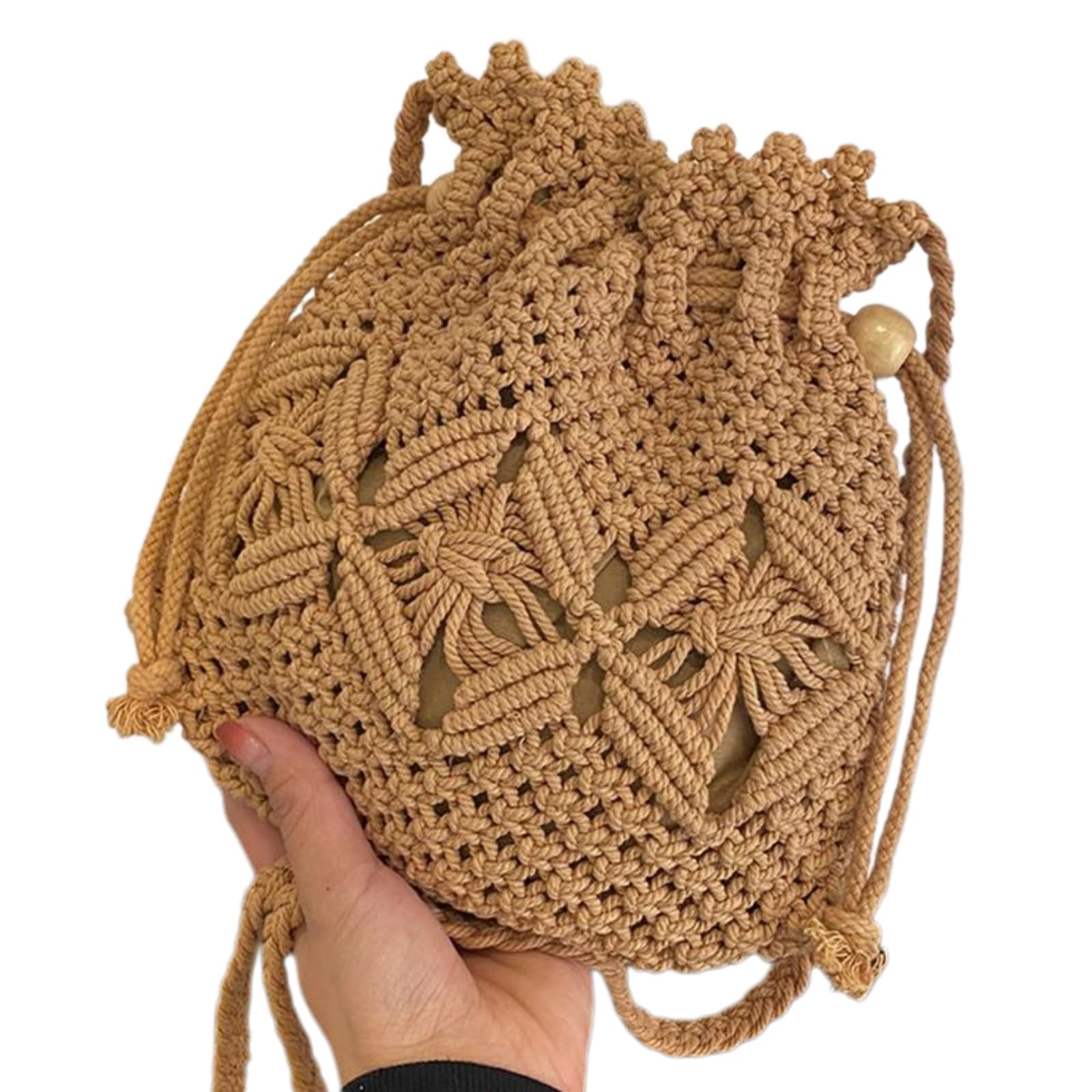 EBZFASO Polyester Straw Woven Crossbody Bucket Bag
