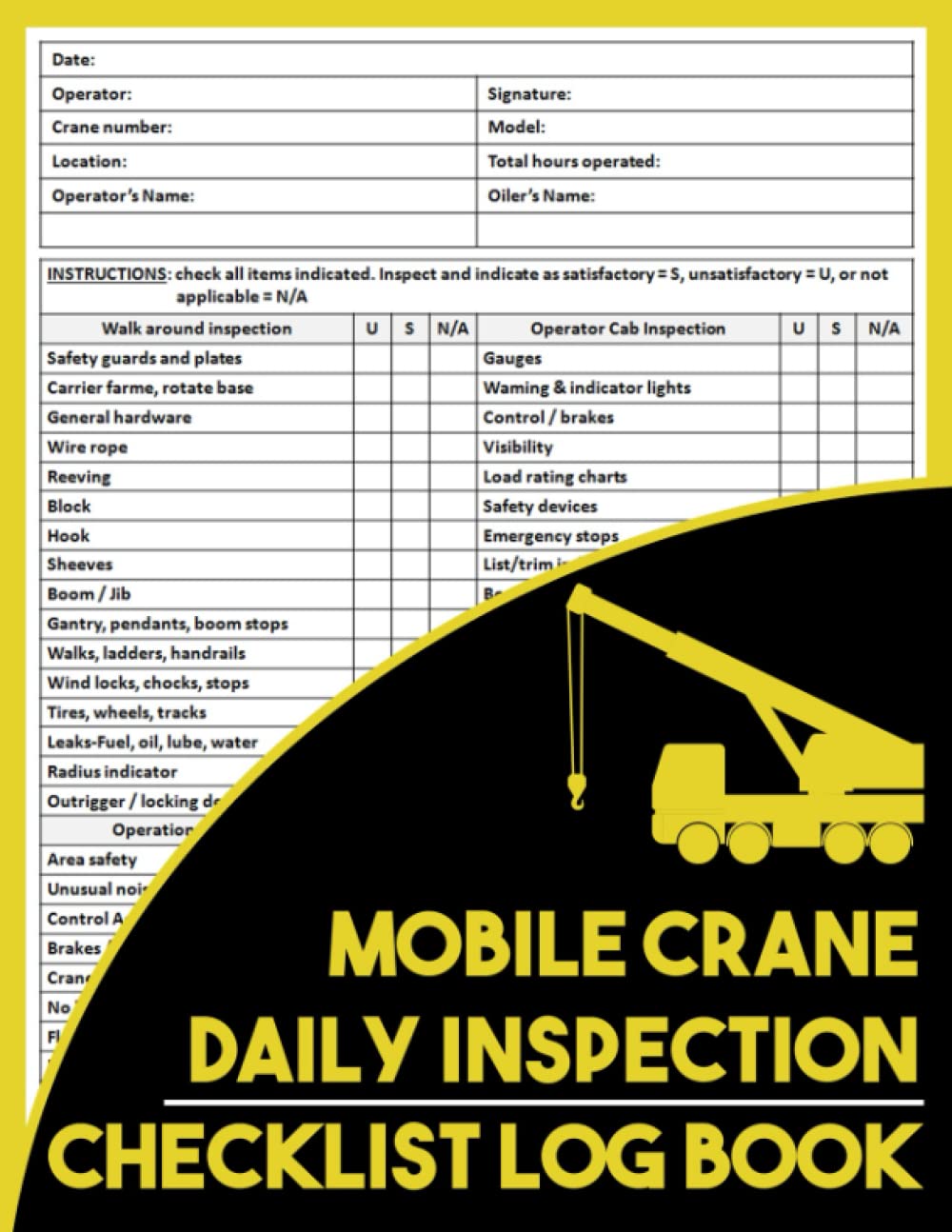 Buy Mobile Crane Daily Inspection Checklist Log Book Mobile Crane