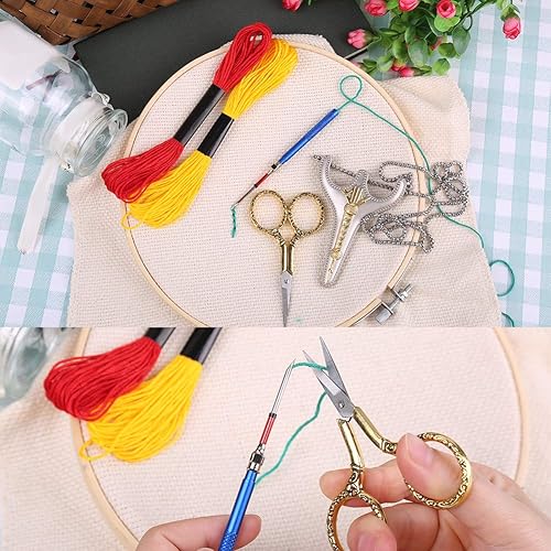 Miniatura 4 de BUTUZE Tijeras de bordado, exquisitas tijeras retro para coser, kit de costura de bordado de acero inoxidable para costura, corte, trabajo de arte,