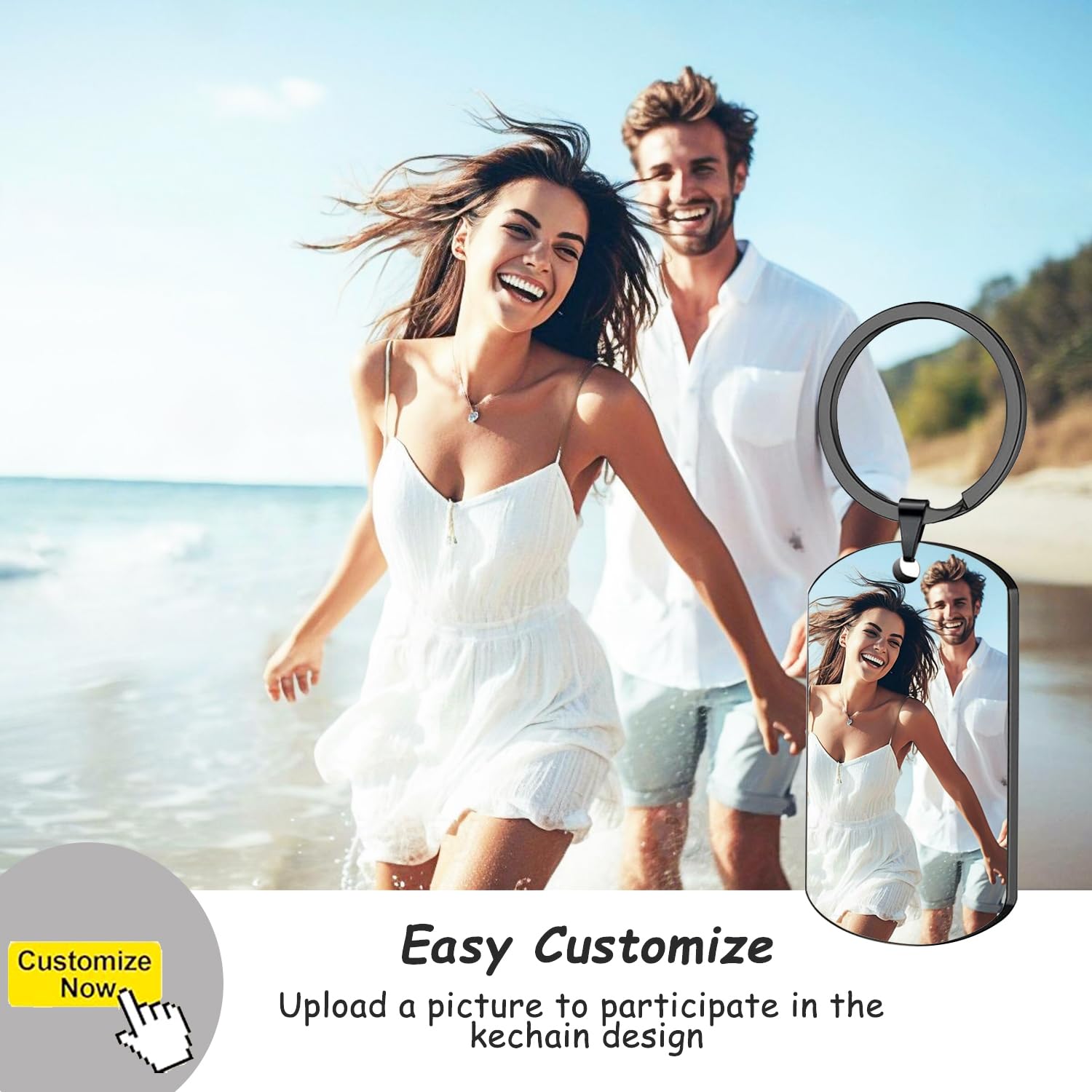 POKEHAND Custom Keychain with Picture?Personalized Keychains with Engraving Photo/Text?Customized gifts for boyfriends husbands wives and girlfriends?fathers day gifts