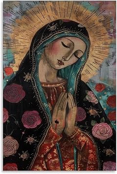 KERAXL Virgin Mary Poster The Marias Picture Virgen De Guadalupe Traditional Catholic Icon Canvas Prints, Madonna Modern Christian Art Home Decor Unframe-style 12x18inch30x45cm