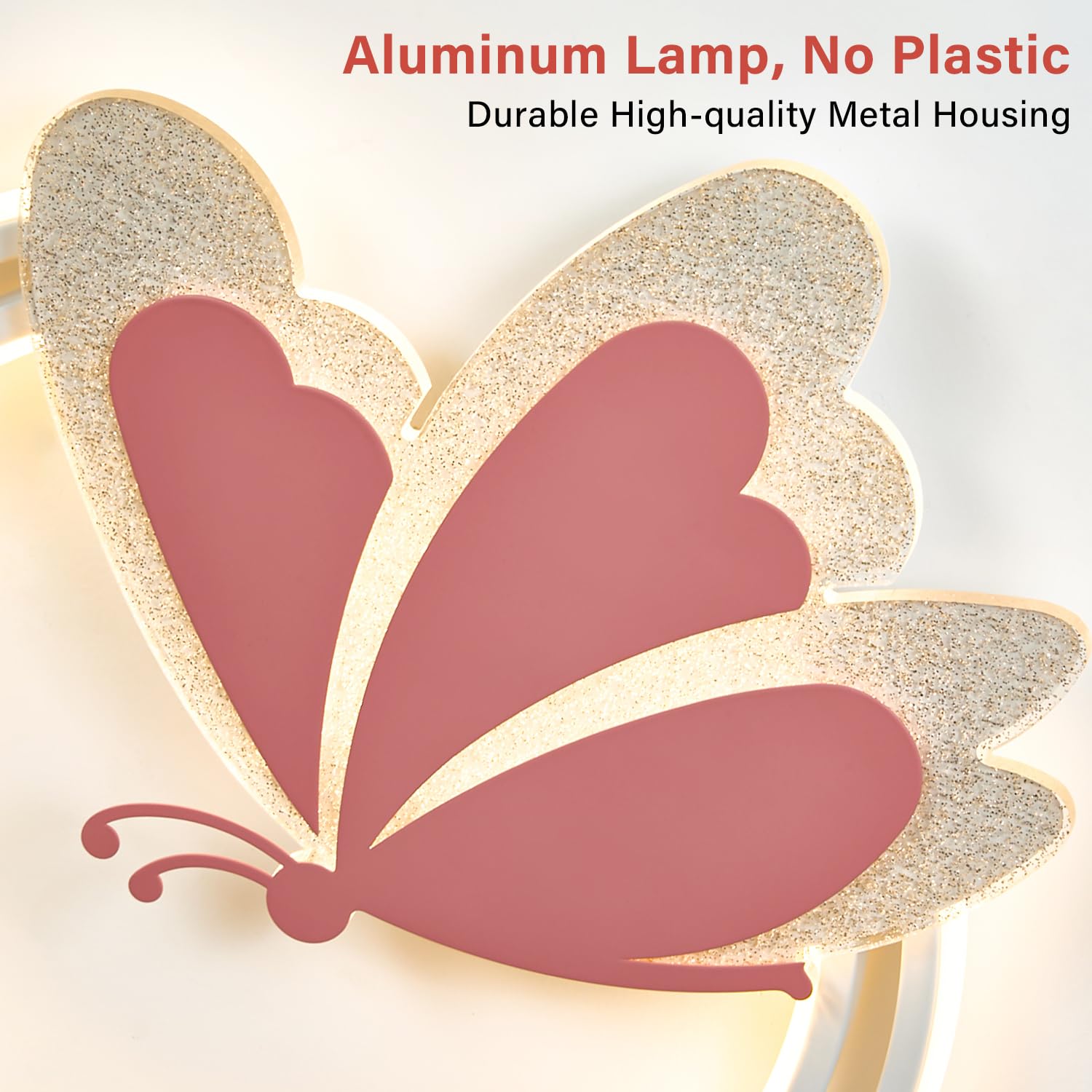 LED Deckenleuchte Schmetterling 48W Dimmbar mit Fernbedienung, Farbtemperatur 3000–6500K, Nachtlicht, Timer, Memory-Funktion, Deckenlampe für Kinderzimmer & Schlafzimmer, 4800lm, 47x40cm, Metall