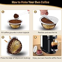 Vista 5 de Nessus Juego de 200 cápsulas reutilizables originales de papel de aluminio de Vertuo, [ALSeal EZ FIT] para cápsulas recargables Nespresso