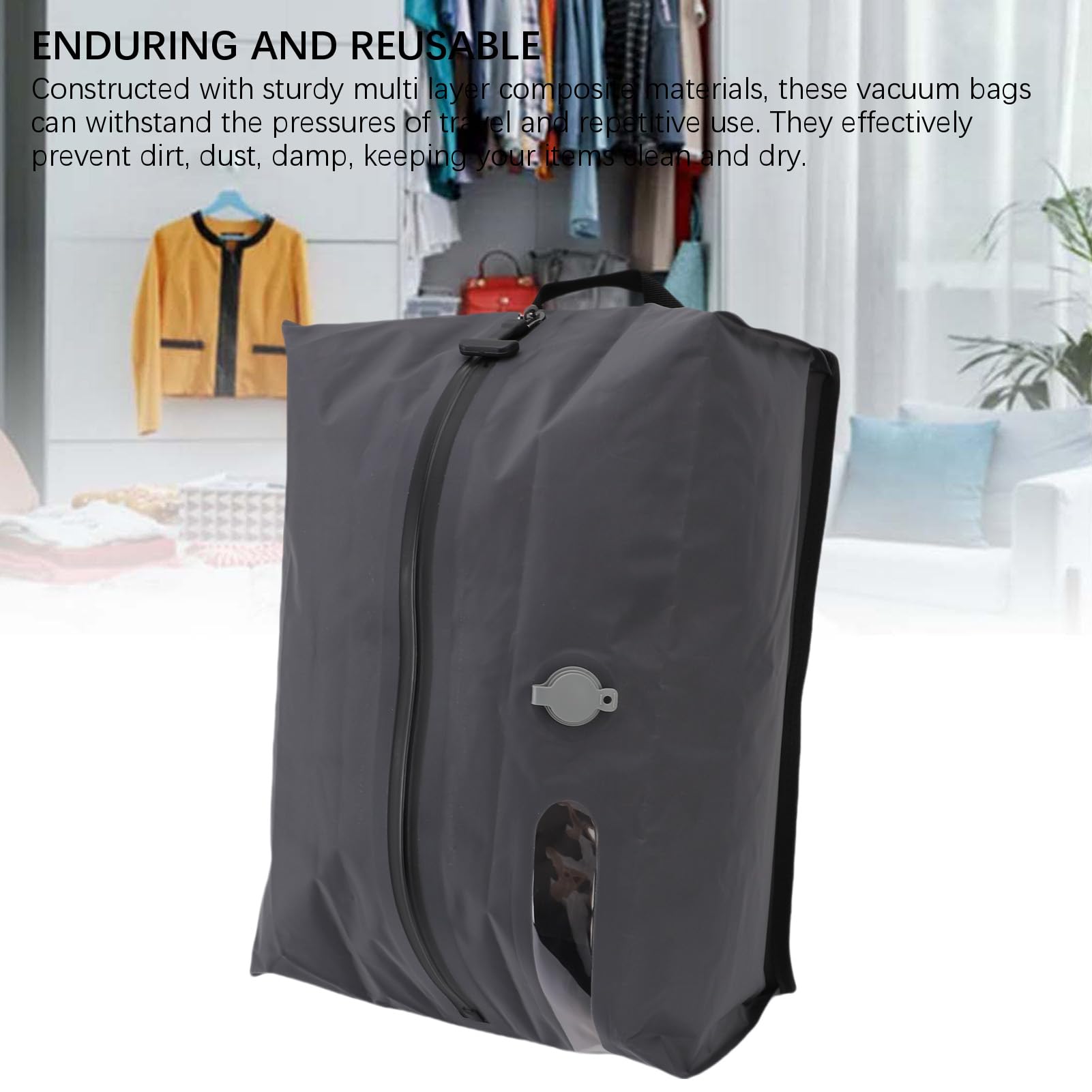 Sacchetti sottovuoto da viaggio, sacchetto di compressione sottovuoto riutilizzabile da 16litri per indumenti, cubo di imballaggio sottovuoto impermeabile e salvaspazio per (GRAY)