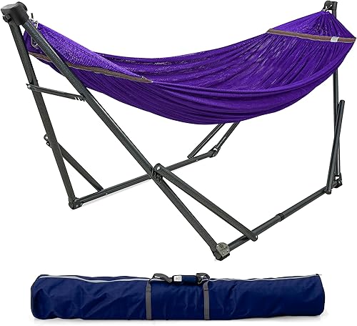 Tranquillo Soporte de hamaca plegable, hamaca plegable para acampar y soporte, soporte de hamaca doble de capacidad de 600 libras para 2 personas,