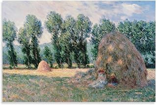 Replica of Claude Monet's Painting Haystacks Painting On Canvas Wall Art Poster Scroll Picture Print Living Room Walls Decor Home Posters 12x18inch(30x45cm)