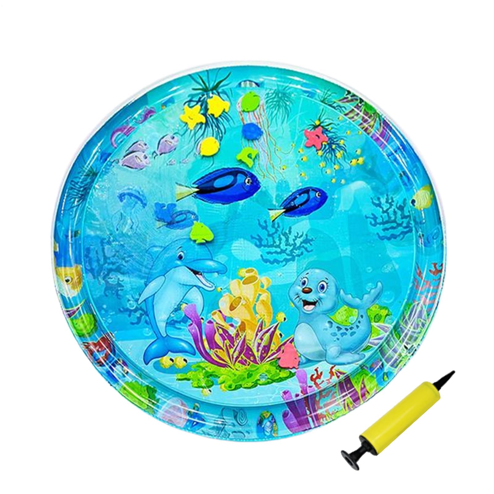 Feng Shui， Mata wodna dla kota, sensoryczna mata wodna dla kotów, zabawki interaktywne z pompką powietrzną, nadmuchiwane artykuły dla zwierząt Podkładka chłodząca dla niemowląt Dzieci Na świeżym