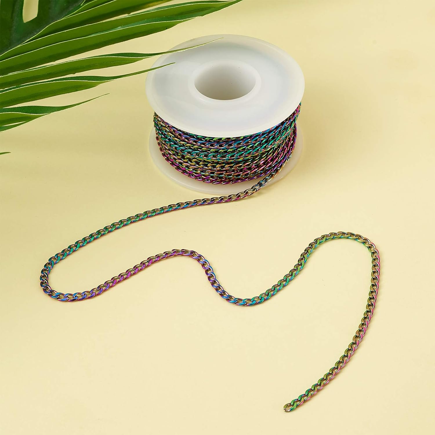 Pandahall 16.4 Feet 304 Stainless Steel Rainbow Curb Chains Multicolor Metal Chains Unwelded Twisted Cable Chain with Spool for DIY Necklace Bracelet Jewelry Making - Image 7