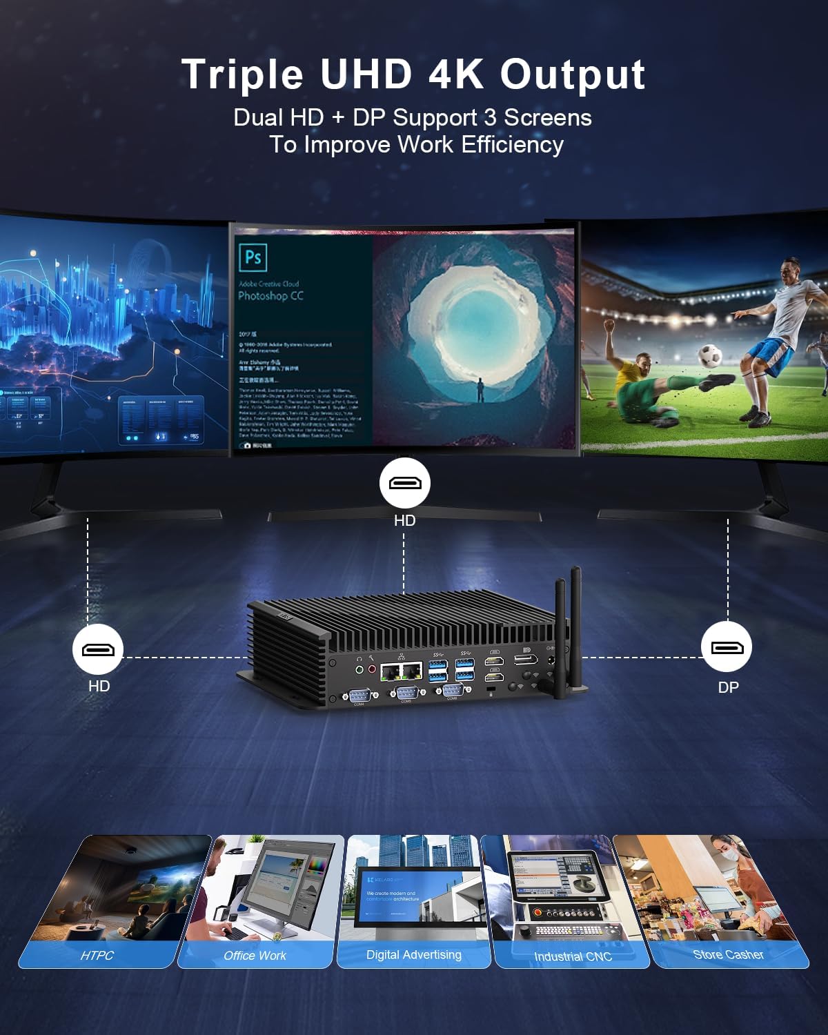 HISTTON Industrial PC Core i5-1235U(up to 4.4GHz), 16GB DDR5 RAM 256GB NVME SSD, Mini Computer 2xHD+DP 4K Triple Display, WiFi5, BT4.2, PXE, Wake On LAN, Mini PC Windows 11 Pro/Linux Ubuntu