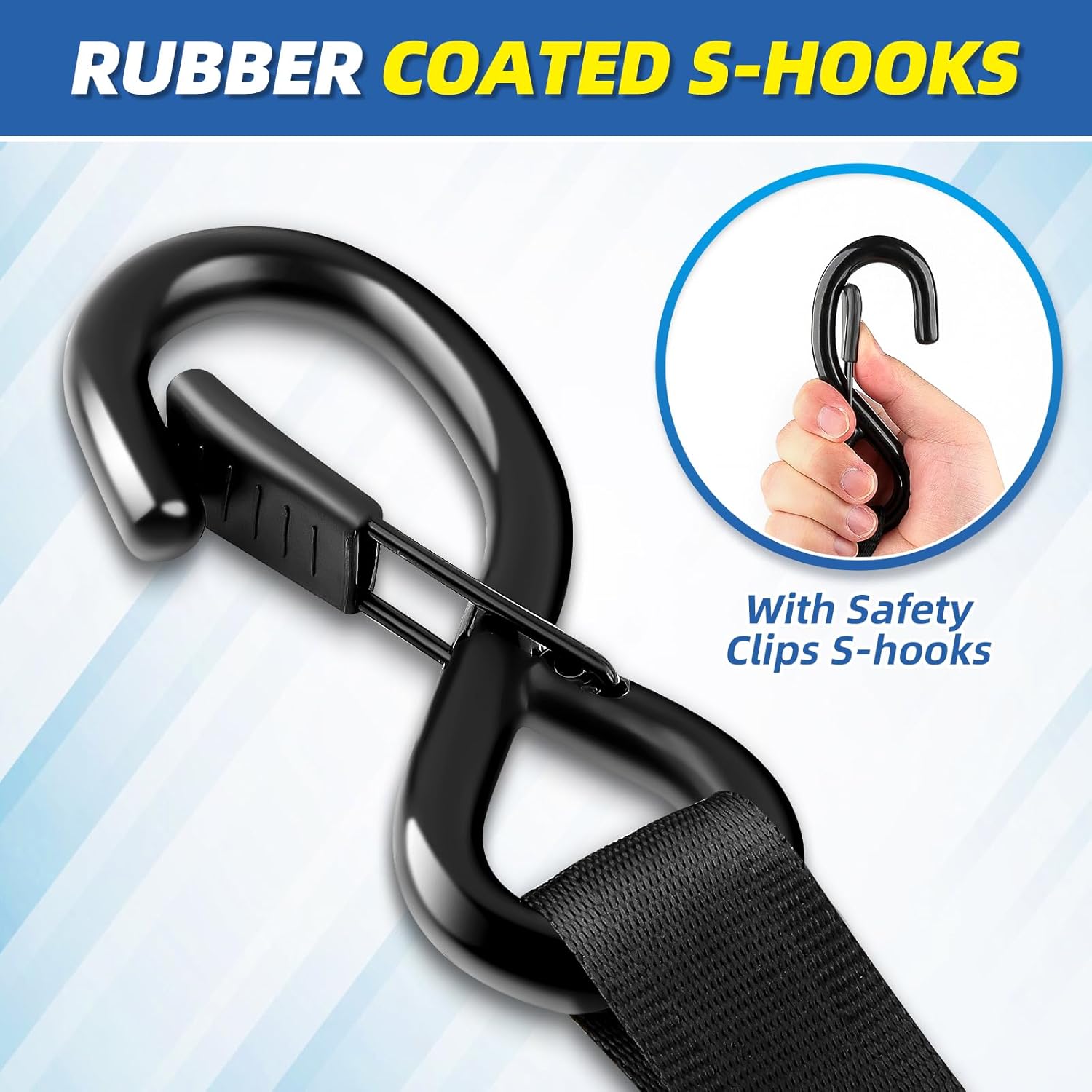 Retractable Ratchet Strap Heavy Duty 2 Pack 10 FT 1800 LB Break Strength Ratchet Tie Down with Safety Lock S Hooks and Soft Loop Tie Down,Easy Retract for Motorcycle,Truck Securing Cargo,Car. - Image 3