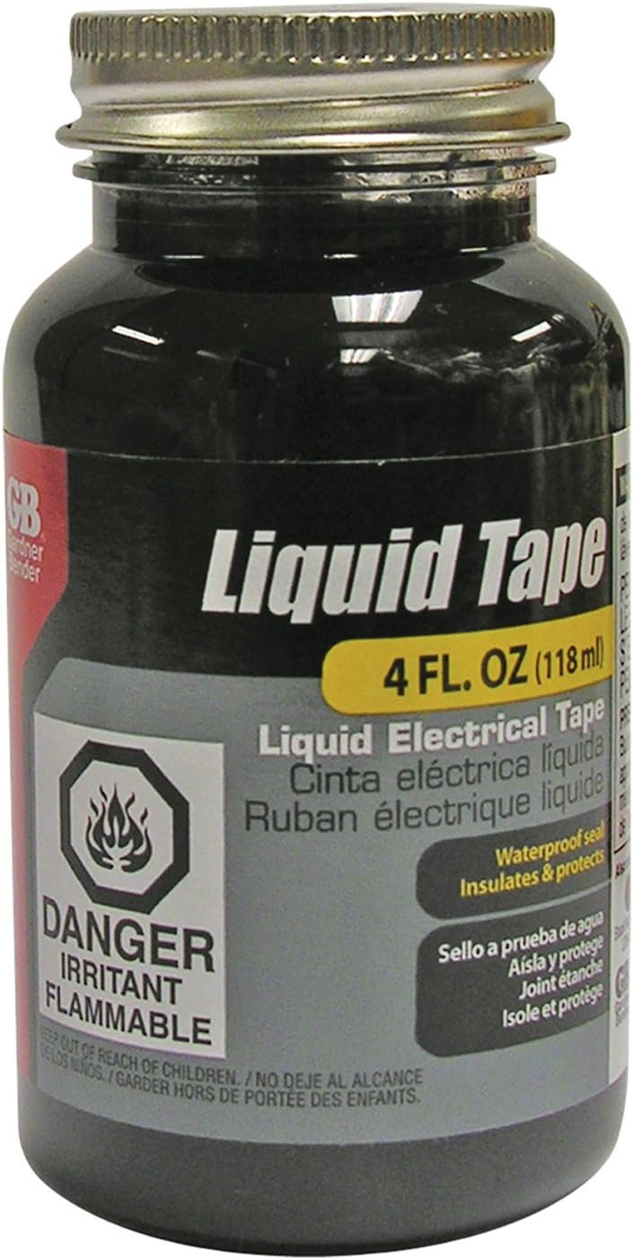 Gardner Bender LTB-400 Liquid Electrical Tape, Easy-on, Waterproof, Indoor/Outdoor Use, 4 Oz. Jar, Black