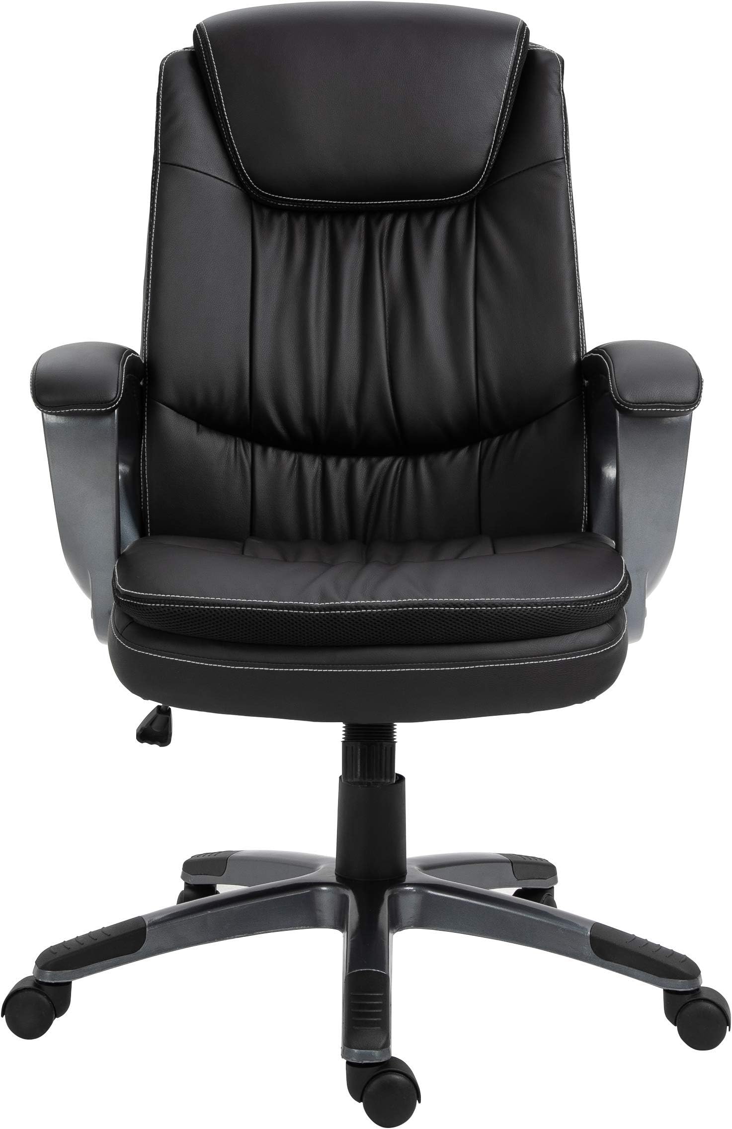 Halter Executive Leather Home Office Desk Chair with Wheels, Ergonomic Computer Swivel Chair, Black